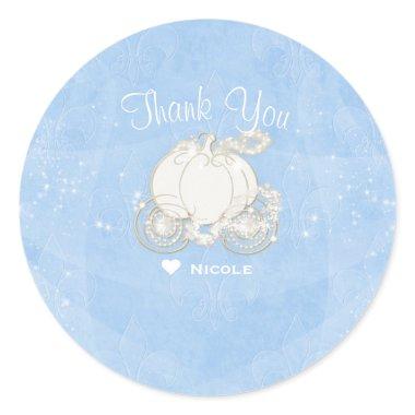 Blue Sparkle Carriage Cinderella Party Favor Classic Round Sticker
