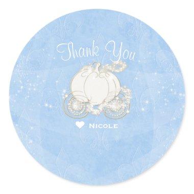 Blue Sparkle Carriage Cinderella Party Favor Classic Round Sticker