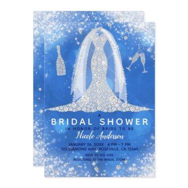 Blue Sparkle Diamond Wedding Dress