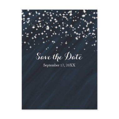 Blue & Sparkle Stars Elegant Glamour Save The Date Announcement Post