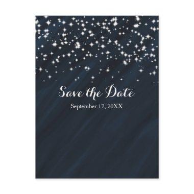 Blue & Sparkle Stars Elegant Glamour Save The Date Announcement PostInvitations