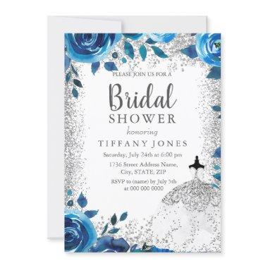 Blue sparkling Glitter Silver  Invite
