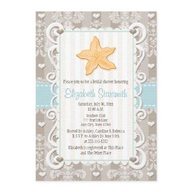 Blue Starfish Bridal Shower Invitations