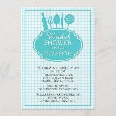 Blue Stock the Kitchen Bridal Shower Invitations