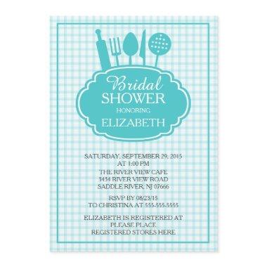 Blue Stock the Kitchen Bridal Shower Invitations