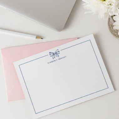 BLUE STRIPED BOW COQUETTE PERSONALIZED NOTE