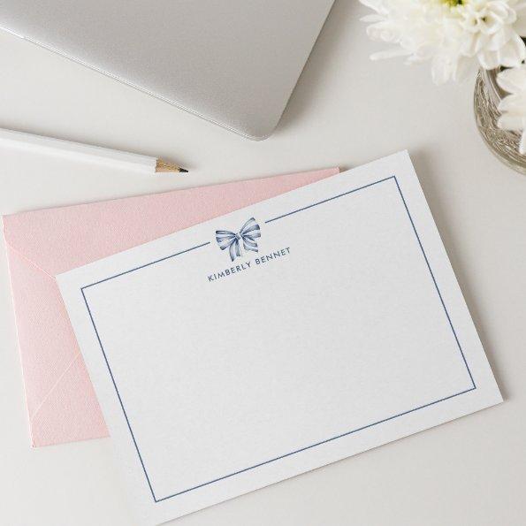 BLUE STRIPED BOW COQUETTE PERSONALIZED NOTE