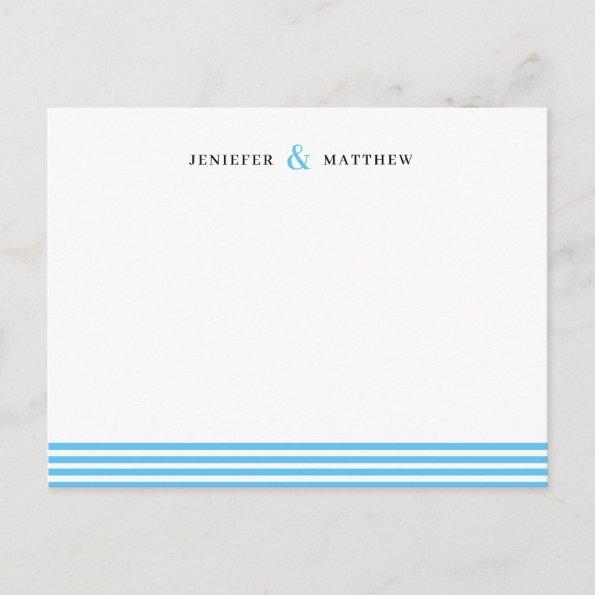 Blue Stripes Couples Personalized Statione PostInvitations