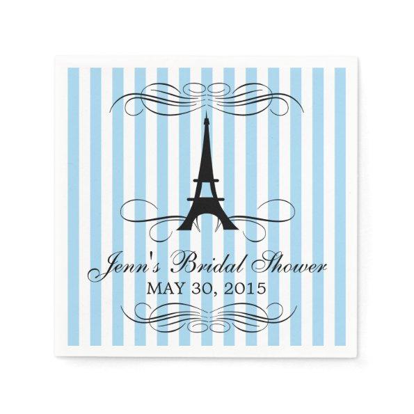 Blue Stripes Paris Eiffel Tower | Bridal Shower Napkins