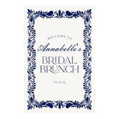 Blue Talavera Tile Fiesta Bridal Brunch Welcome Poster