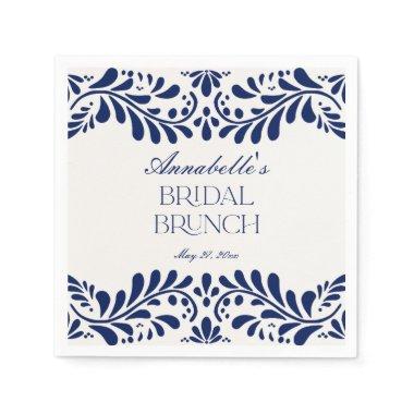 Blue Talavera Tile Spanish Fiesta Bridal Brunch Napkins