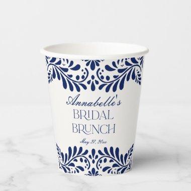 Blue Talavera Tile Spanish Fiesta Bridal Brunch Paper Cups