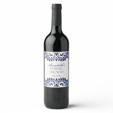 Blue Talavera Tile Spanish Fiesta Bridal Brunch Wine Label
