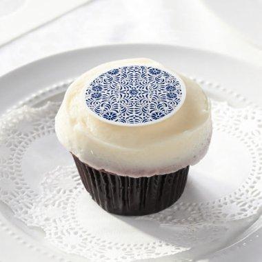 Blue Talavera Tile Spanish Style Fiesta Cupcake Edible Frosting Rounds