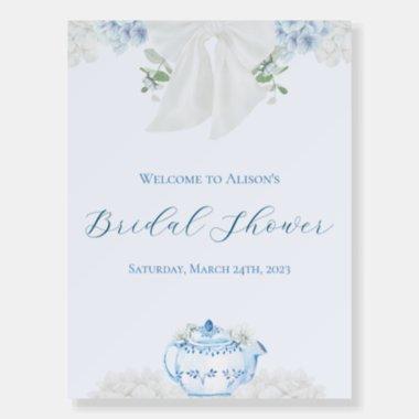 Blue Tea Party Bridal Shower Welcome Sign