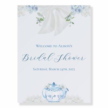 Blue Tea Party Bridal Shower Welcome Sign