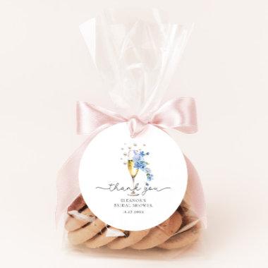 Blue Thank You Pearls & Prosecco  Classic Round Sticker