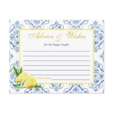 Blue Tile Italian Floral Lemon Advice and Wishes Enclosure