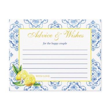 Blue Tile Italian Floral Lemon Advice and Wishes Enclosure Invitations