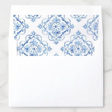Blue Tile Italian Floral Lemon Envelope Liner