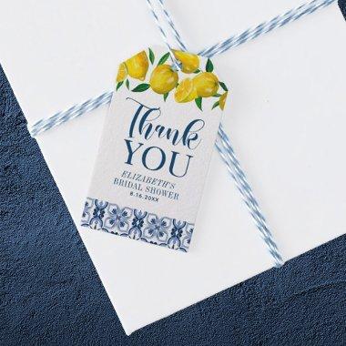 Blue Tile Italian Lemon Wedding Thank You Gift Tag