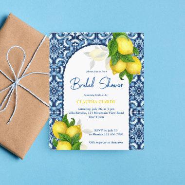 Blue tile lemon Amalfi budget  invite