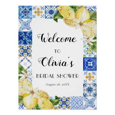 Blue Tile Lemon Amalfi Coast Bridal Shower Poster