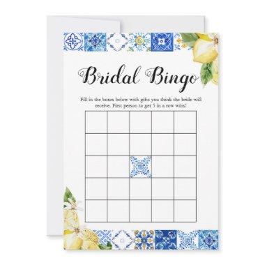 Blue Tile Lemon Bridal Shower Bridal Bingo Game Invitations