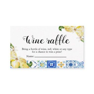 Blue Tile Lemon Bridal Shower Wine Raffle Game Place Invitations