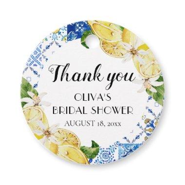 Blue Tile Lemon Italian Bridal Shower Favor Tag