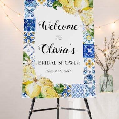 Blue Tile Lemon Italian  Welcome Sign