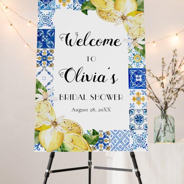 Blue Tile Lemon Italian  Welcome Sign