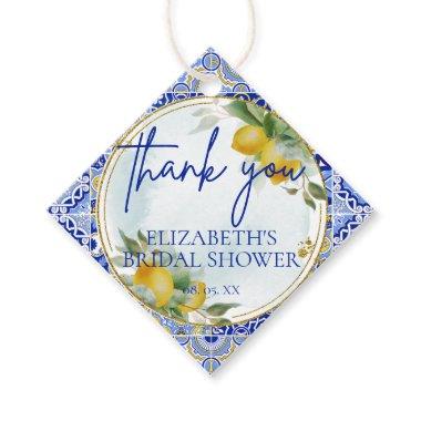 Blue Tile Lemons Script Thank You  Favor Tags