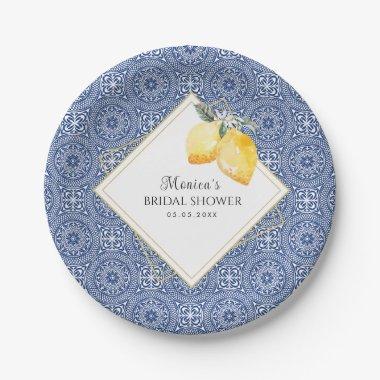 Blue Tile & Lemons Spanish Italian  Paper Plates