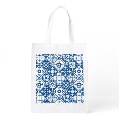 Blue Tile Santorini Greek/ Spanish themed Grocery Bag