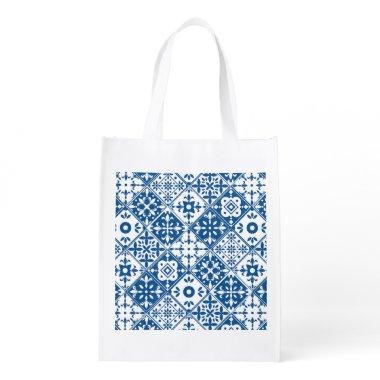 Blue Tile Santorini Greek/ Spanish themed Grocery Bag