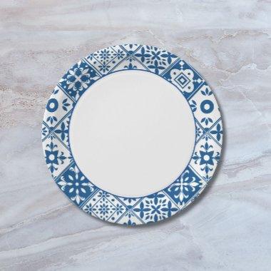 Blue Tile Santorini Greek/ Spanish themed Paper Plates