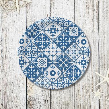 Blue Tile Santorini Greek/ Spanish themed Paper Plates
