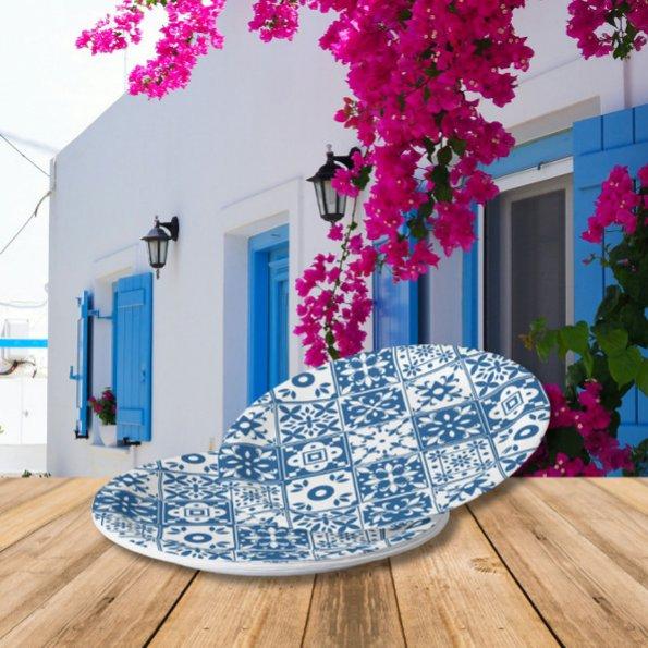 Blue Tile Santorini Greek/ Spanish themed Paper Plates