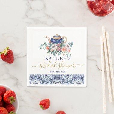 Blue tiles Bridal Shower tea decor Napkins