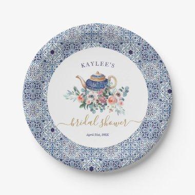 Blue tiles  tea decor Paper Plates