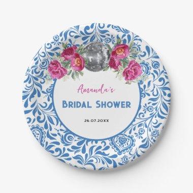 Blue Tiles Dancing Queen Disco Bridal Shower Paper Plates