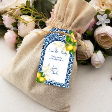 Blue tiles lemon Amalfi  thank you Gift Tags