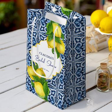 Blue tiles lemon Amalfi Positano bridal shower Small Gift Bag