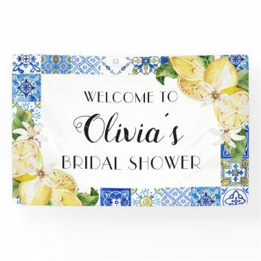Blue Tiles Lemon Bridal Shower Welcome Banner