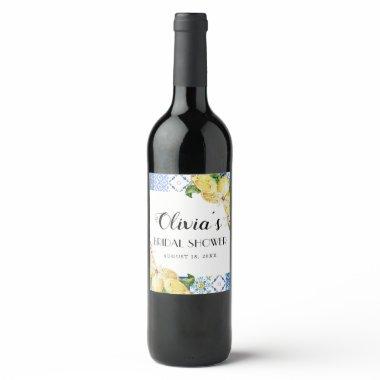 Blue Tiles Lemon  Wine Bottle Label