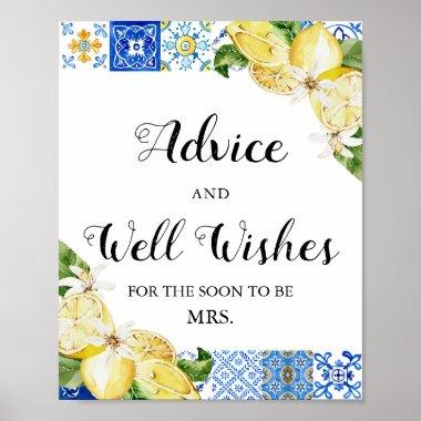 Blue Tiles Lemons Advice and Well Wishes Sign