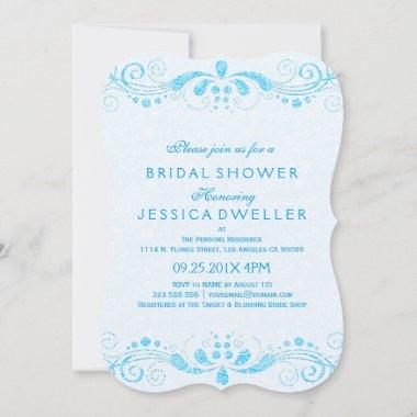 Blue Tint & Blue Floral Lace Bridal Shower Invite