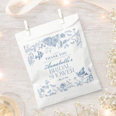 Blue Toile De Jouy Floral  Dessert Favor Bag