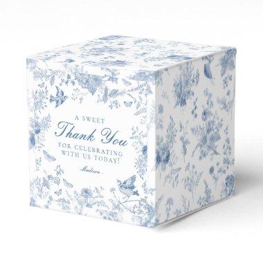 Blue Toile De Jouy Floral Dessert Favor Boxes